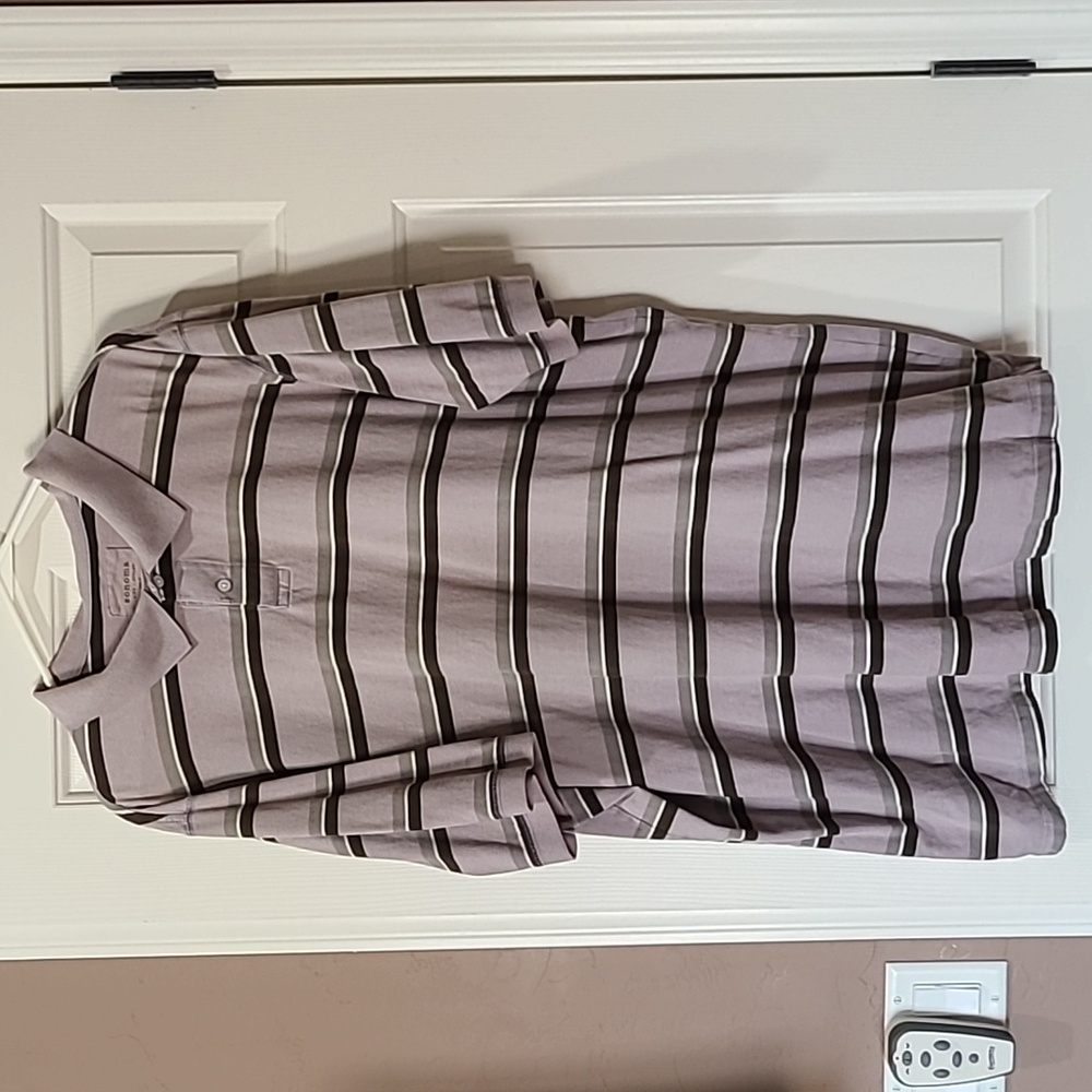 Sonoma Men's Tan/Brown/Sage Stripe Polo Shirt 3XLT